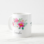 Hübsche rosa Blume Bouquet Kaffeetasse (Vorderseite Links)