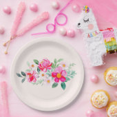 Hübsche rosa Blume Bouquet Pappteller (Party)