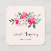 Hübsche rosa Blume Bouquet Quadratische Visitenkarte (Vorderseite)