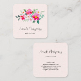 Hübsche rosa Blume Bouquet Quadratische Visitenkarte