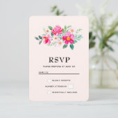 Hübsche rosa Blume Bouquet RSVP Karte (Stehend Vorderseite)