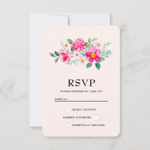 Hübsche rosa Blume Bouquet RSVP Karte
