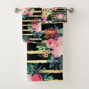 Hübsche rosa Blume - Farbmuster Badhandtuch Set