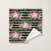 Hübsche rosa Blume - Farbmuster Badhandtuch Set (Waschlappen)