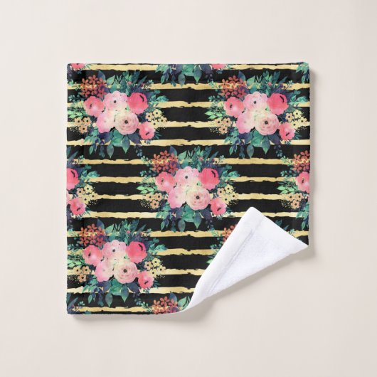 Hübsche rosa Blume - Farbmuster Badhandtuch Set (Waschlappen)