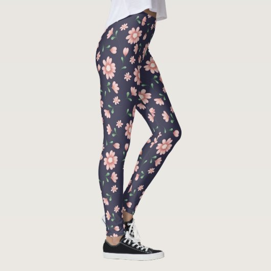 Hübsche rosa Blume für die Marine Leggings (Rechts)