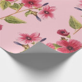 Hübsche rosa Blume Geschenkpapier (Ecke)