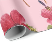 Hübsche rosa Blume Geschenkpapier (Rolleneckpunkt)