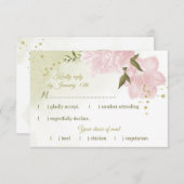 hübsche rosa Blume grün Blätter botanisch RSVP Karte (Vorne/Hinten)
