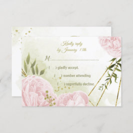 hübsche rosa Blume grün Blätter botanisch RSVP Karte