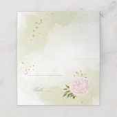 hübsche rosa Blume, grüne Blätter Platzkarte (Außenseite Aufgefaltet)