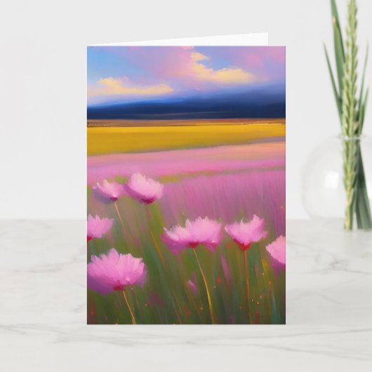 Hübsche rosa Blume Grußkarte Karte (Vorderseite)