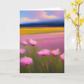 Hübsche rosa Blume Grußkarte Karte (Gelbe Blume)