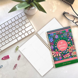 Hübsche rosa Blume Herz Dankesblatt Planer