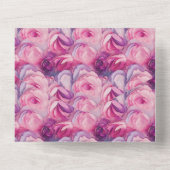 Hübsche Rosa Blume Hochzeit All In One Einladung (Rückseite)