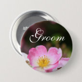Hübsche Rosa-Blume-Hochzeit Button (Vorne & Hinten)