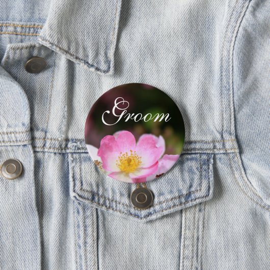 Hübsche Rosa-Blume-Hochzeit Button (Beispiel)