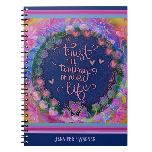 Hübsche, rosa Blume hören, auf die Zeit zu vertrau Notizblock (Vorderseite)