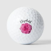 Hübsche Rosa Blume individuelle Name Damen Golfball (Vorderseite)
