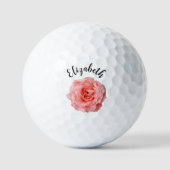 Hübsche Rosa Blume individuelle Name Damen Golfball (Vorderseite)