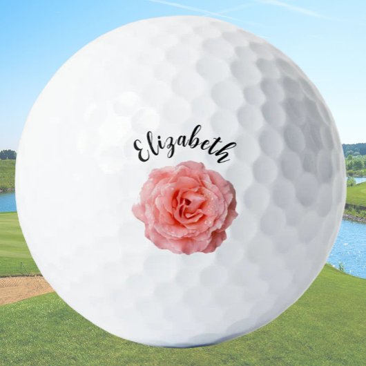 Hübsche Rosa Blume individuelle Name Damen Golfball