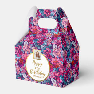 Hübsche rosa Blume, kundenspezifisches Foto, Happy Geschenkschachtel