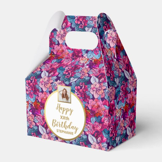 Hübsche rosa Blume, kundenspezifisches Foto, Happy Geschenkschachtel (Vorderseite)