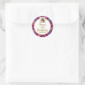 Hübsche rosa Blume, kundenspezifisches Foto, Happy Runder Aufkleber (Tasche)