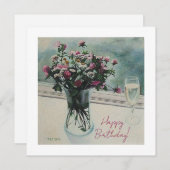 Hübsche rosa Blume Kunstgeschichte Geburtstag Feiertagskarte (Vorne/Hinten)