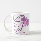 Hübsche rosa Blume mit dem Namen "Grace" (Maßgesch Kaffeetasse (Links)