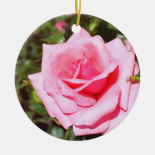 hübsche Rosa-Blume mit süßen Herzen Keramik Ornament
