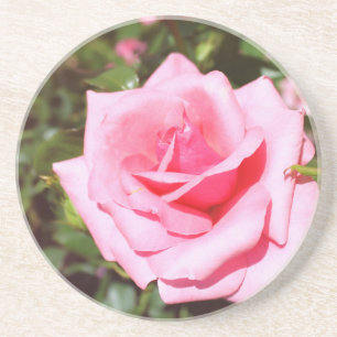 hübsche Rosa-Blume mit süßen Herzen Sandstein Untersetzer