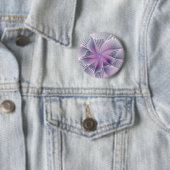 Hübsche rosa Blume Moderne Abstrakte Fraktal Kunst Button (Beispiel)