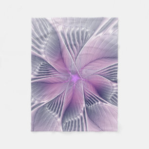 Hübsche rosa Blume Moderne Abstrakte Fraktal Kunst Fleecedecke