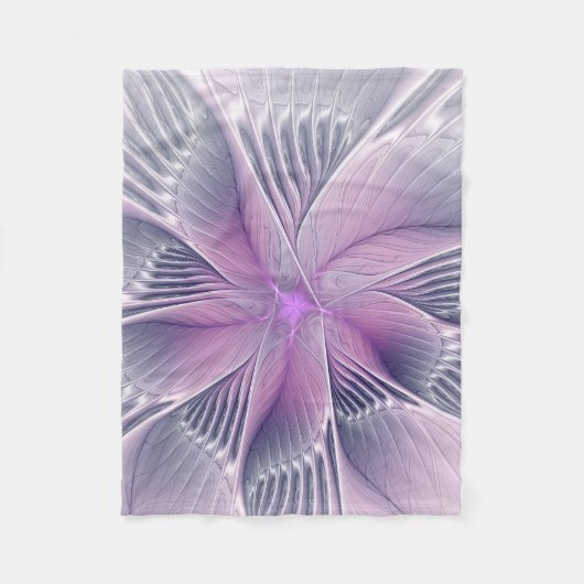 Hübsche rosa Blume Moderne Abstrakte Fraktal Kunst Fleecedecke (Vorderseite)