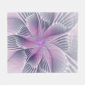 Hübsche rosa Blume Moderne Abstrakte Fraktal Kunst Fleecedecke (Vorderseite (Horizontal))