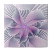Hübsche rosa Blume Moderne Abstrakte Fraktal Kunst Fliese (Vorderseite)