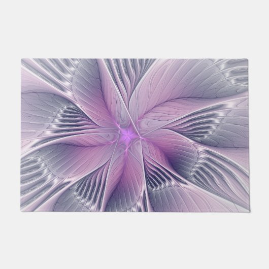 Hübsche rosa Blume Moderne Abstrakte Fraktal Kunst Fußmatte (Vorderseite)