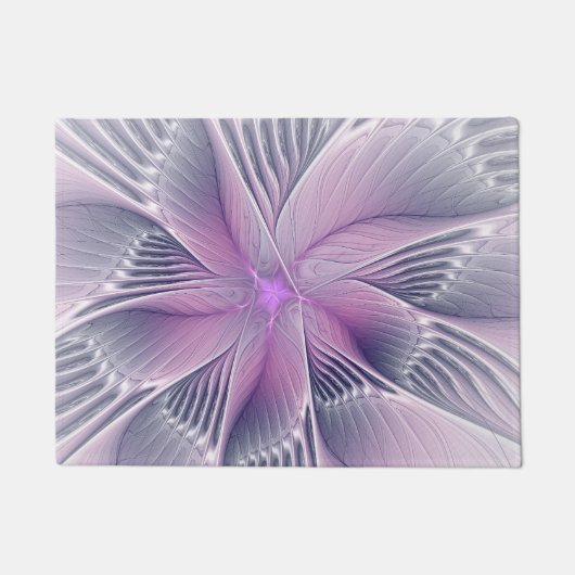 Hübsche rosa Blume Moderne Abstrakte Fraktal Kunst Fußmatte (Vorderseite)