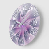 Hübsche rosa Blume Moderne Abstrakte Fraktal Kunst Große Wanduhr (Winkel)