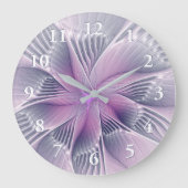 Hübsche rosa Blume Moderne Abstrakte Fraktal Kunst Große Wanduhr (Vorderseite)