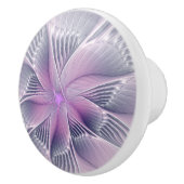 Hübsche rosa Blume Moderne Abstrakte Fraktal Kunst Keramikknauf (Rechts)