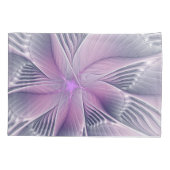 Hübsche rosa Blume Moderne Abstrakte Fraktal Kunst Kissenbezug (Rückseite)