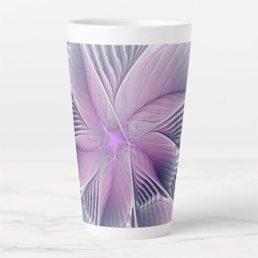 Hübsche rosa Blume Moderne Abstrakte Fraktal Kunst Milchtasse (Vorderseite)