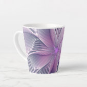 Hübsche rosa Blume Moderne Abstrakte Fraktal Kunst Milchtasse (Linke Ecke)