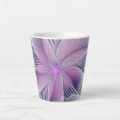 Hübsche rosa Blume Moderne Abstrakte Fraktal Kunst Milchtasse (Vorderseite)