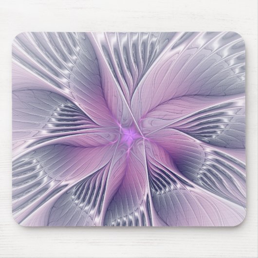 Hübsche rosa Blume Moderne Abstrakte Fraktal Kunst Mousepad (Vorne)