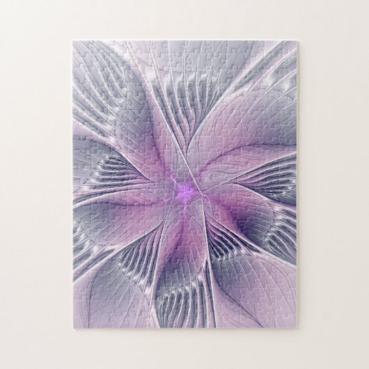 Hübsche rosa Blume Moderne Abstrakte Fraktal Kunst Puzzle (Vertikal)