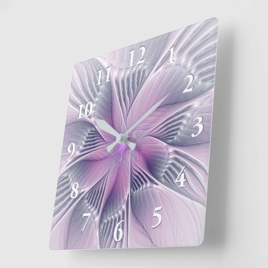 Hübsche rosa Blume Moderne Abstrakte Fraktal Kunst Quadratische Wanduhr (Winkel)