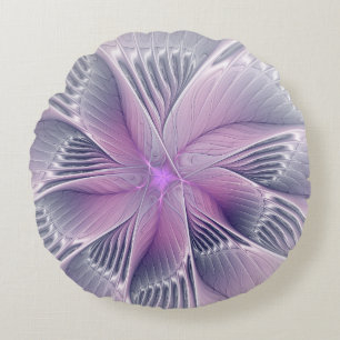 Hübsche rosa Blume Moderne Abstrakte Fraktal Kunst Rundes Kissen